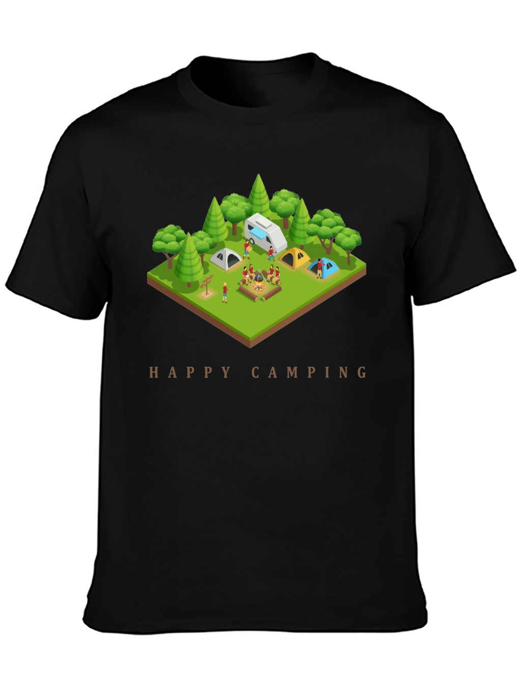 Happy Camping Black T-Shirt