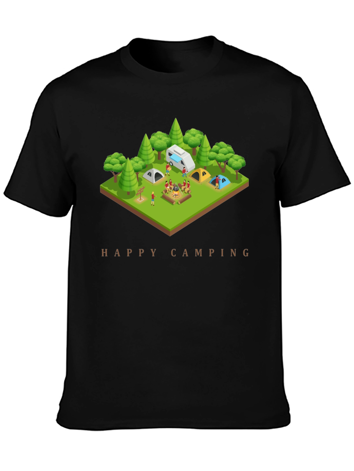 Happy Camping Black T-Shirt