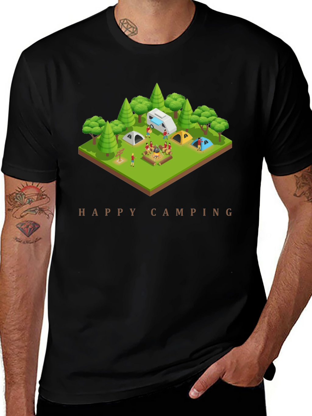 Happy Camping Black T-Shirt