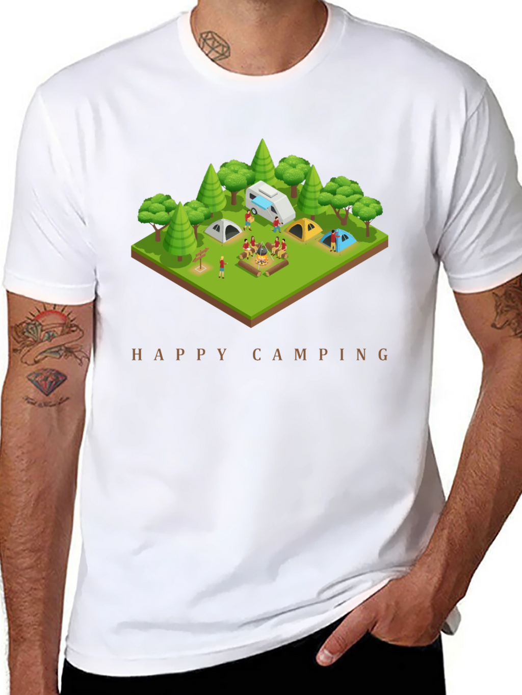 Happy Camping Black T-Shirt