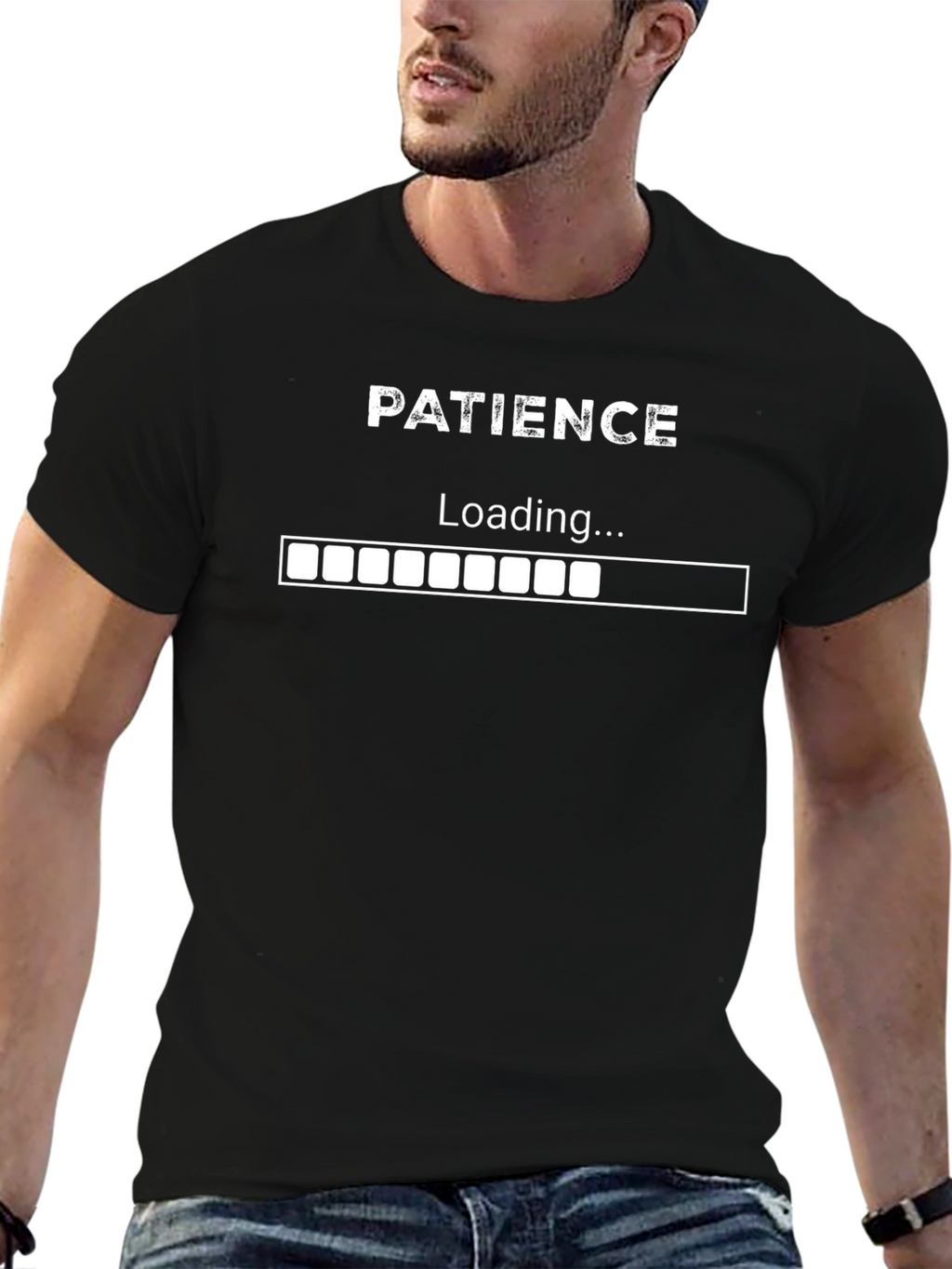 Patience Loading Funny Graphic Tee - Black