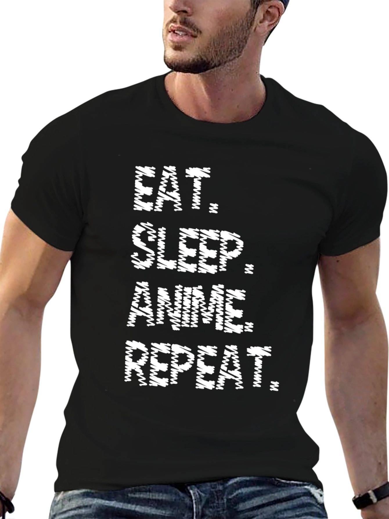 Eat Sleep Anime Repeat Black T-Shirt