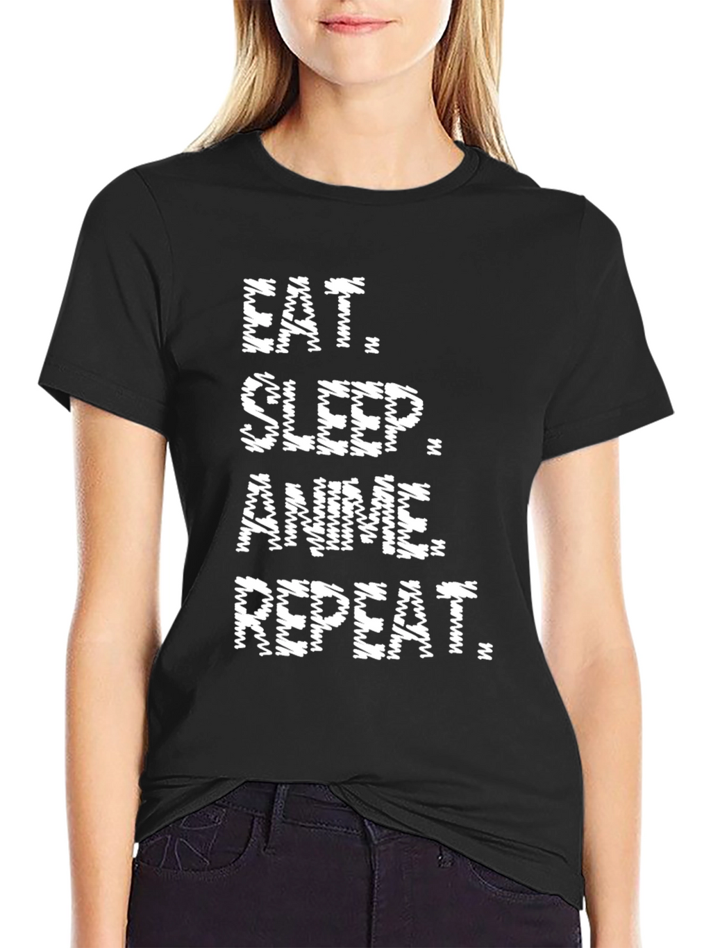Eat Sleep Anime Repeat Black T-Shirt