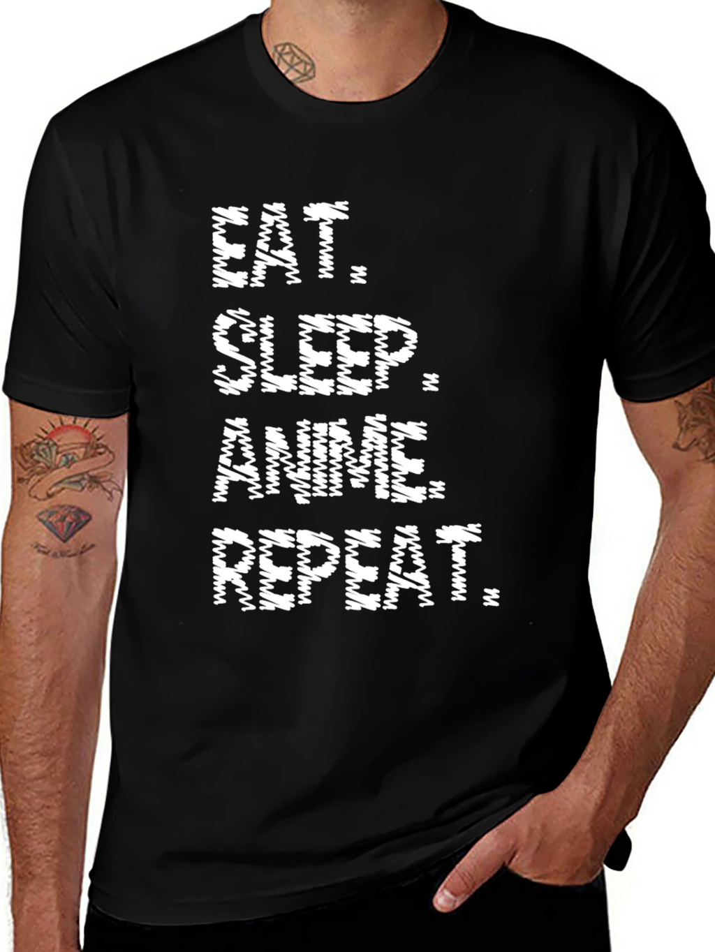 Eat Sleep Anime Repeat Black T-Shirt