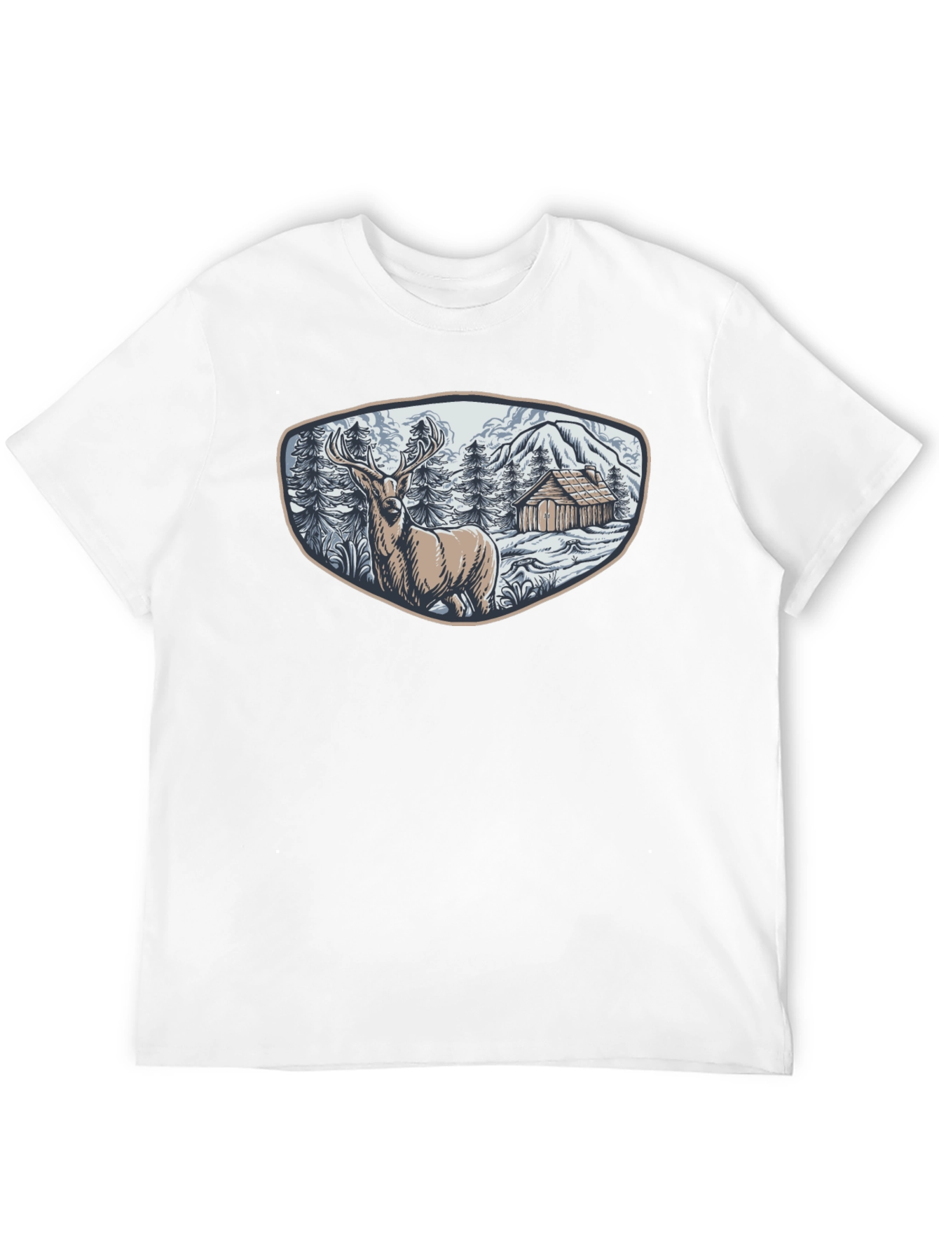 Cabin & Deer Graphic Tee - Mens Black T-Shirt