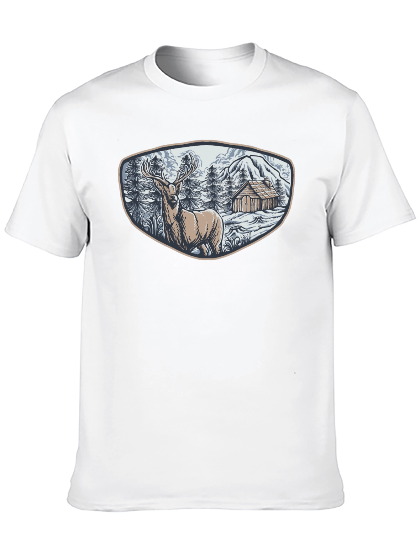 Cabin & Deer Graphic Tee - Mens Black T-Shirt