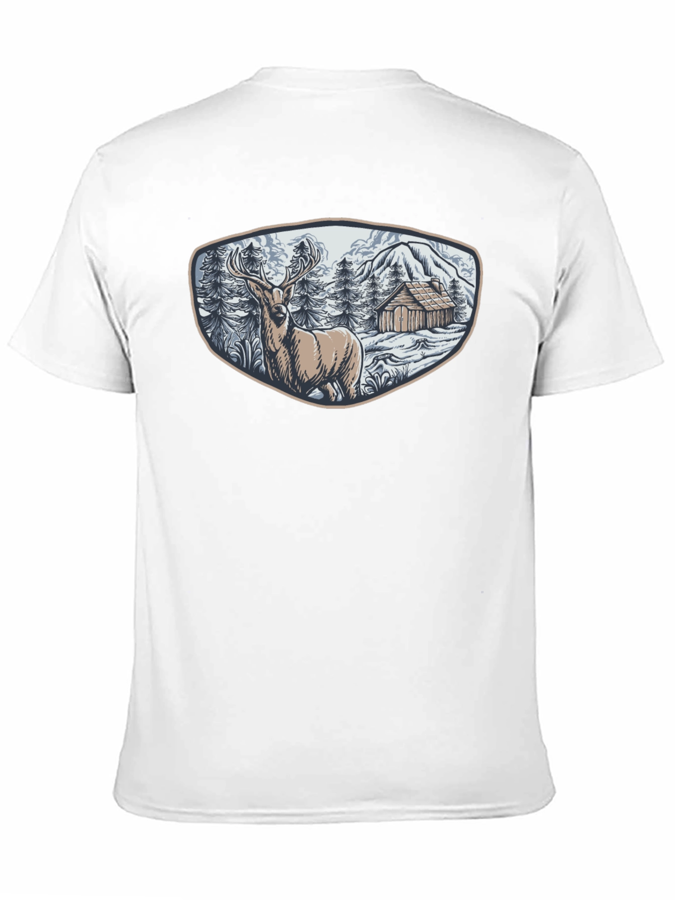Cabin & Deer Graphic Tee - Mens Black T-Shirt