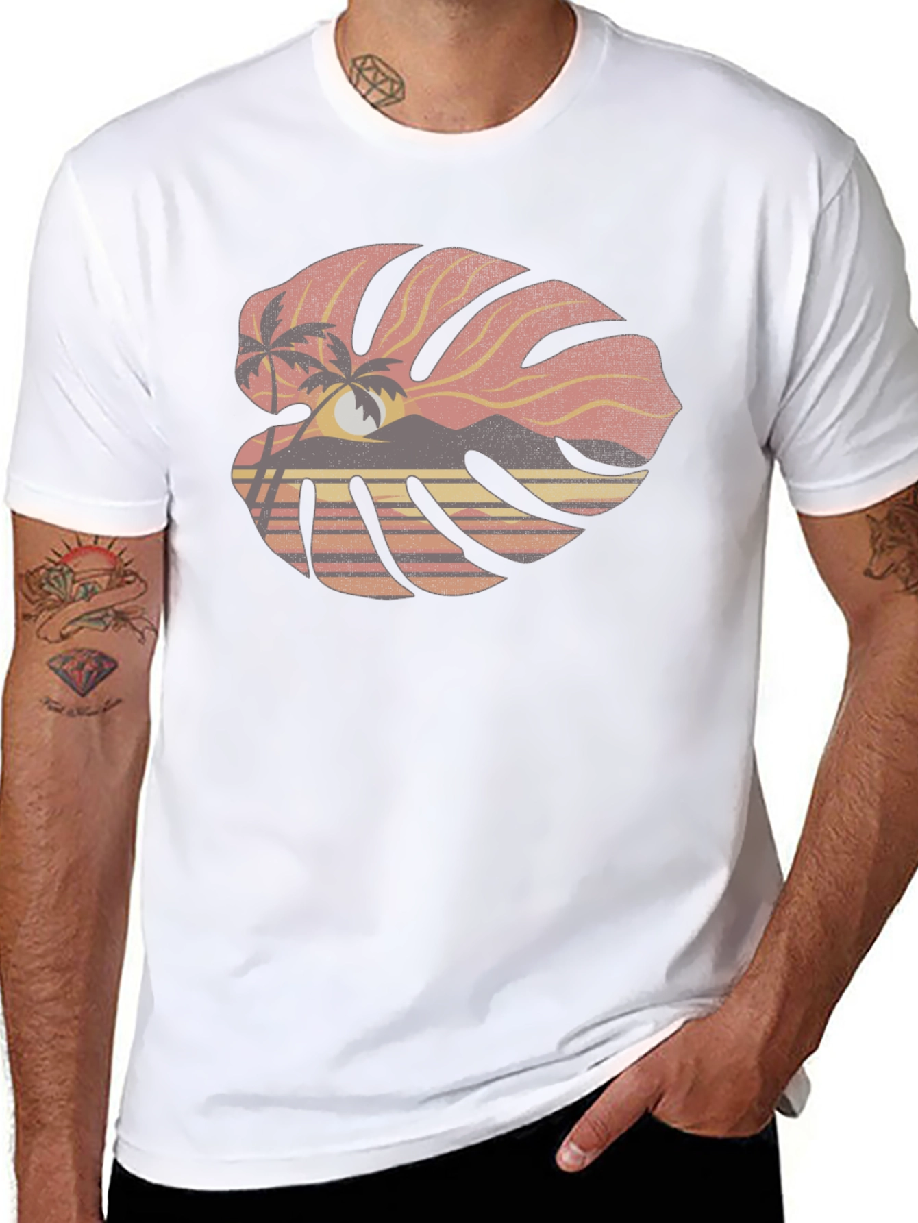 Tropical Monstera Leaf Graphic Tee
