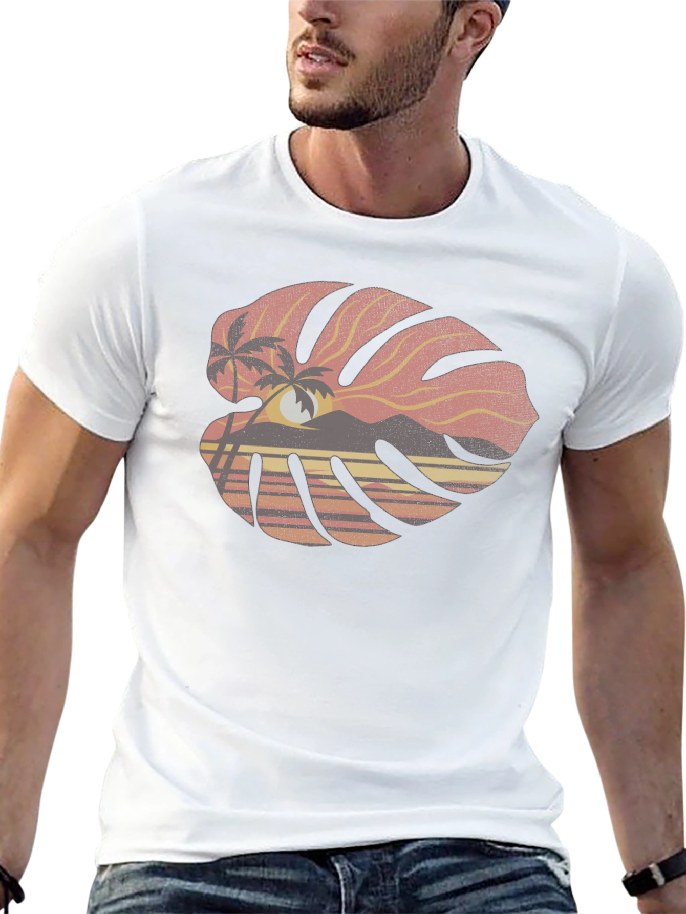 Tropical Monstera Leaf Graphic Tee