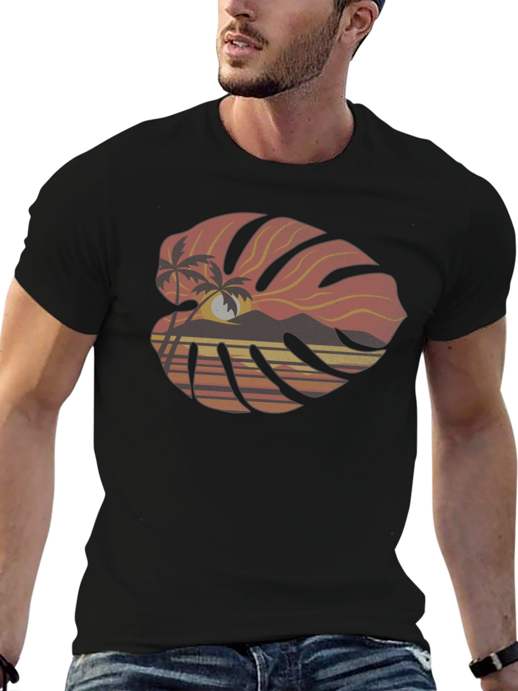 Tropical Monstera Leaf Graphic Tee