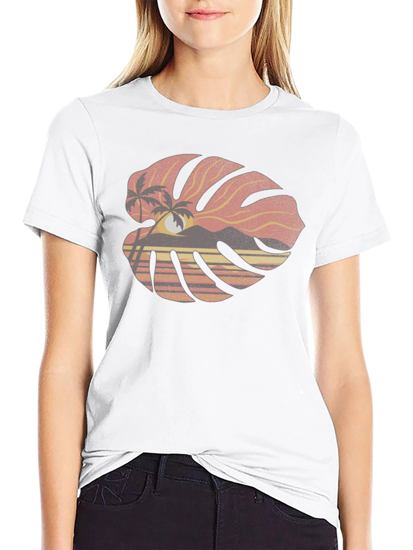 Tropical Monstera Leaf Graphic Tee