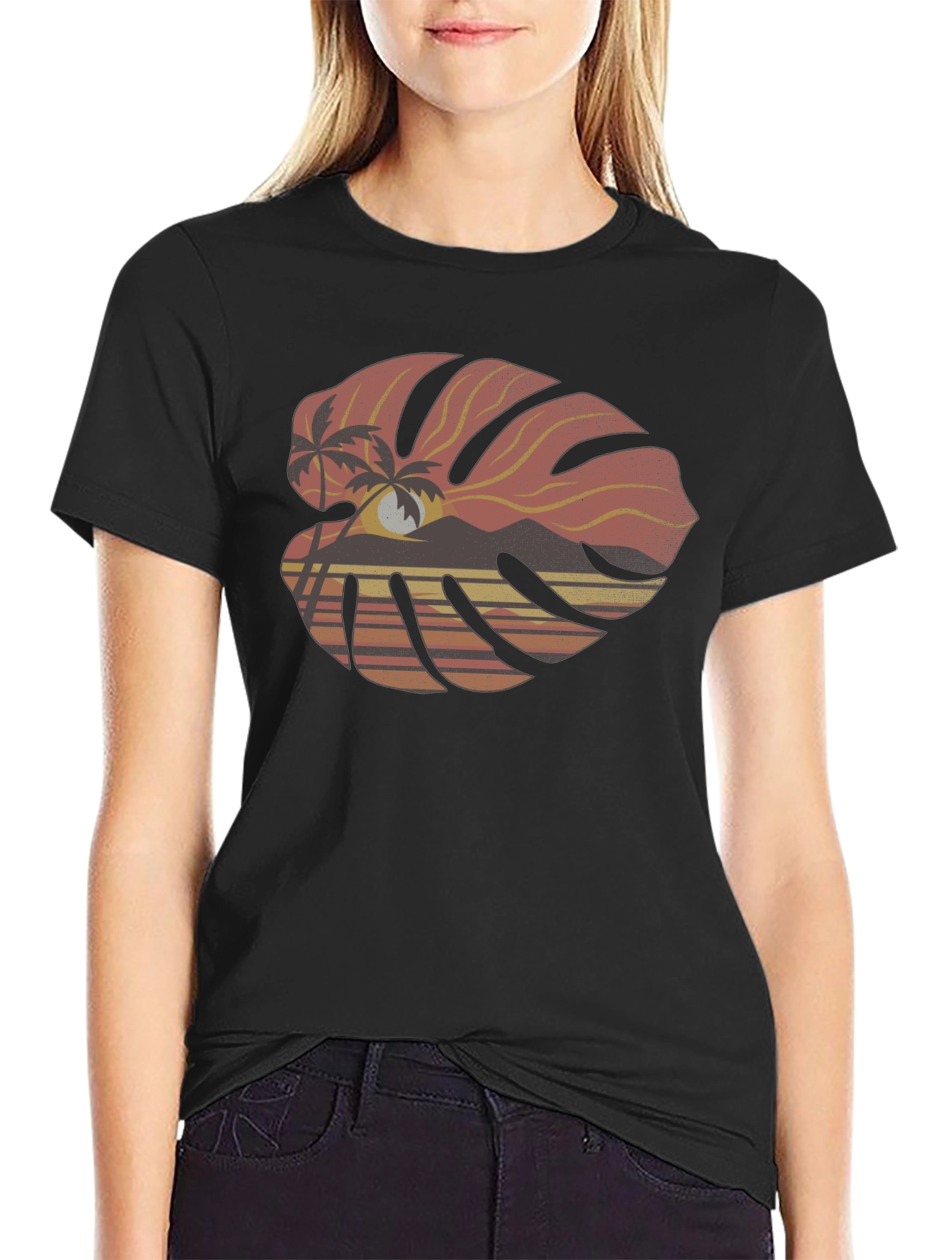 Tropical Monstera Leaf Graphic Tee