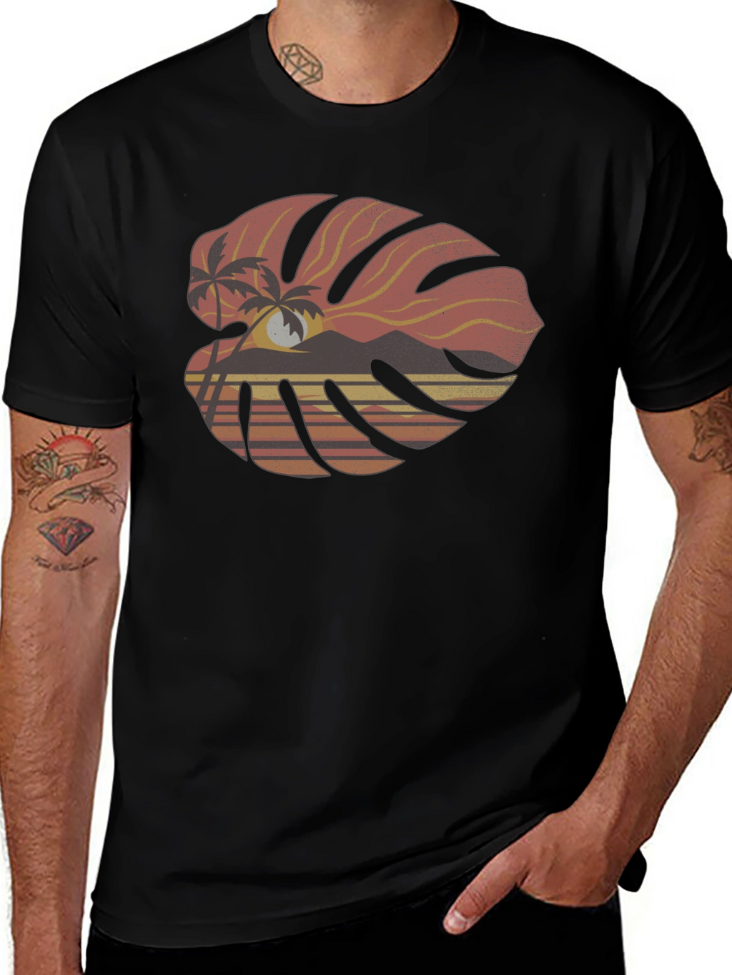 Tropical Monstera Leaf Graphic Tee