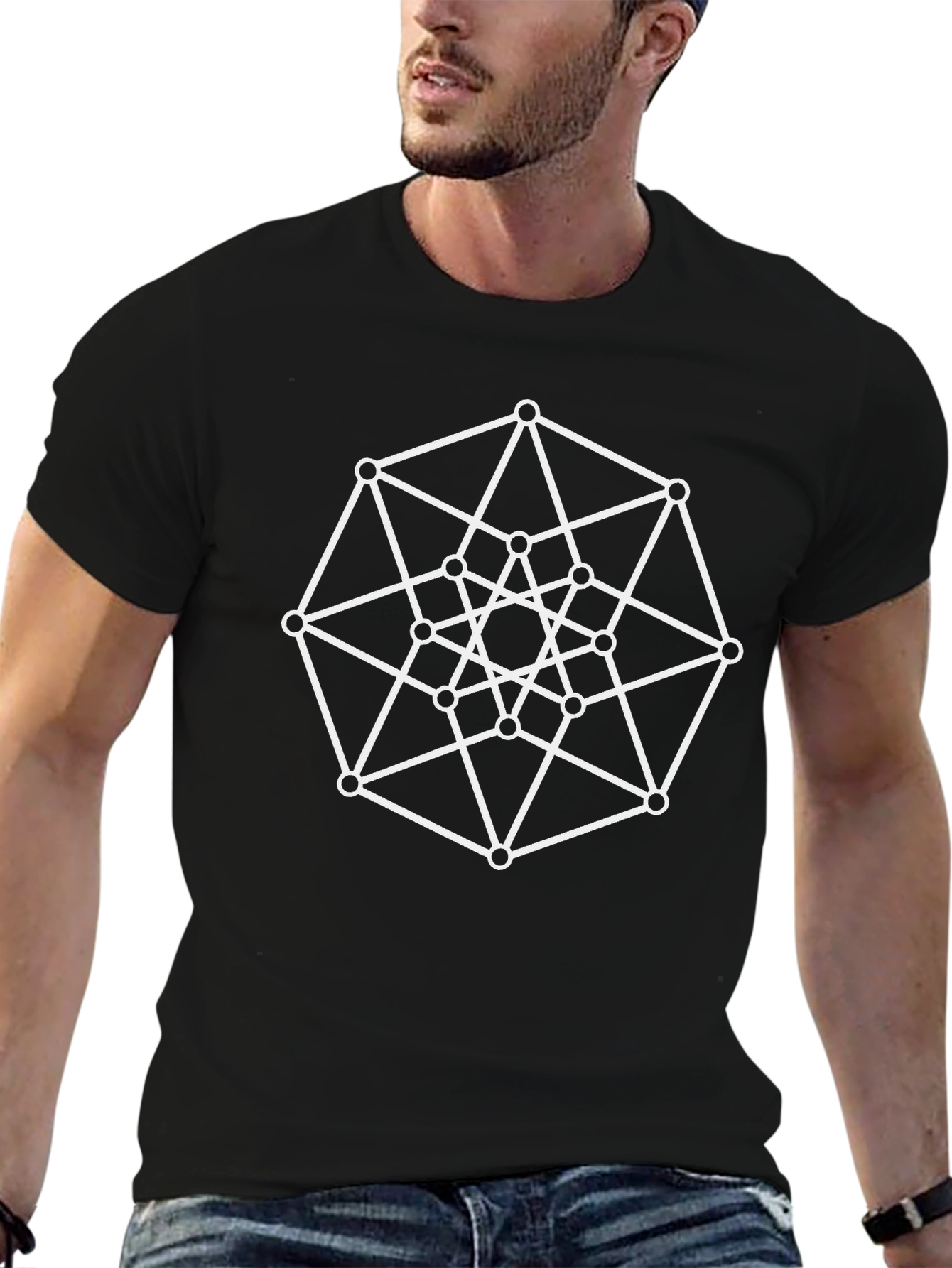 Geometric Design Black T-Shirt