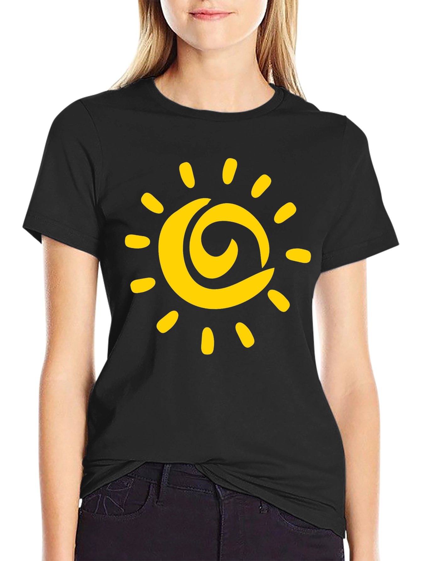Sunny Day Graphic Tee - Black Cotton T-Shirt