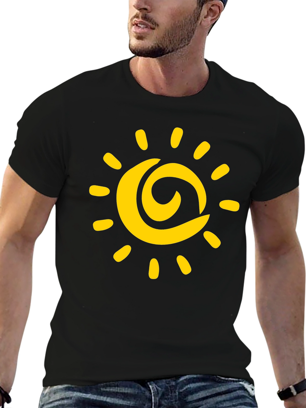 Sunny Day Graphic Tee - Black Cotton T-Shirt