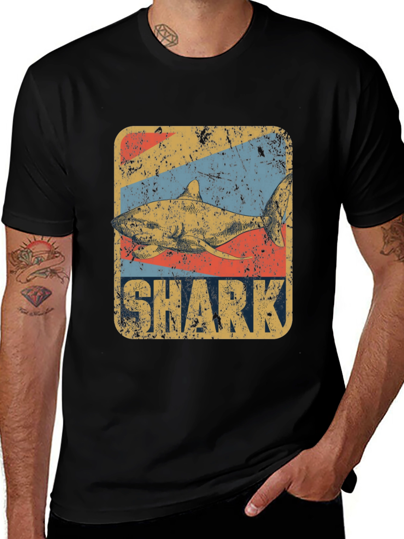 Retro Shark Graphic Tee - Vintage Style T-Shirt