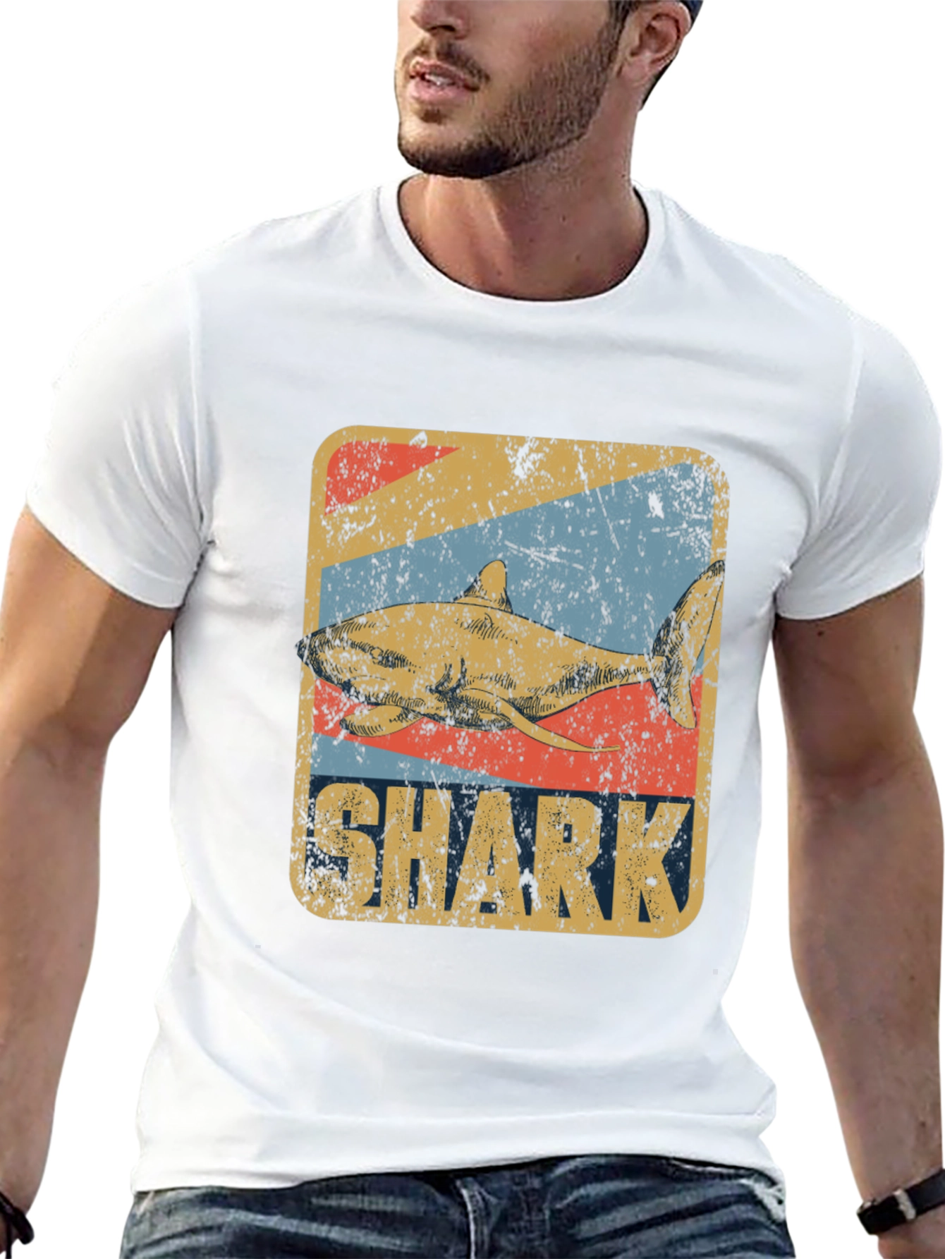 Retro Shark Graphic Tee - Vintage Style T-Shirt
