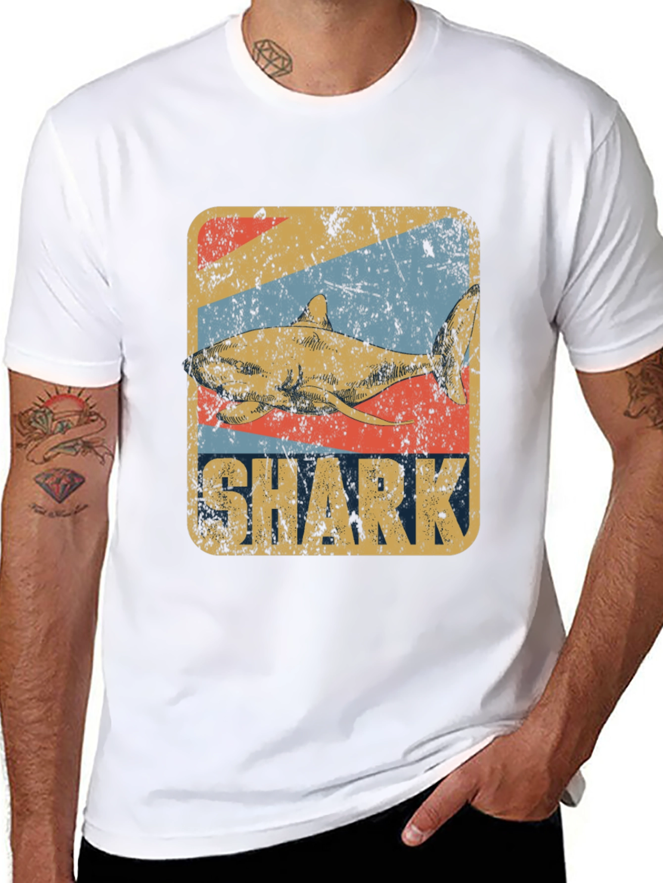 Retro Shark Graphic Tee - Vintage Style T-Shirt