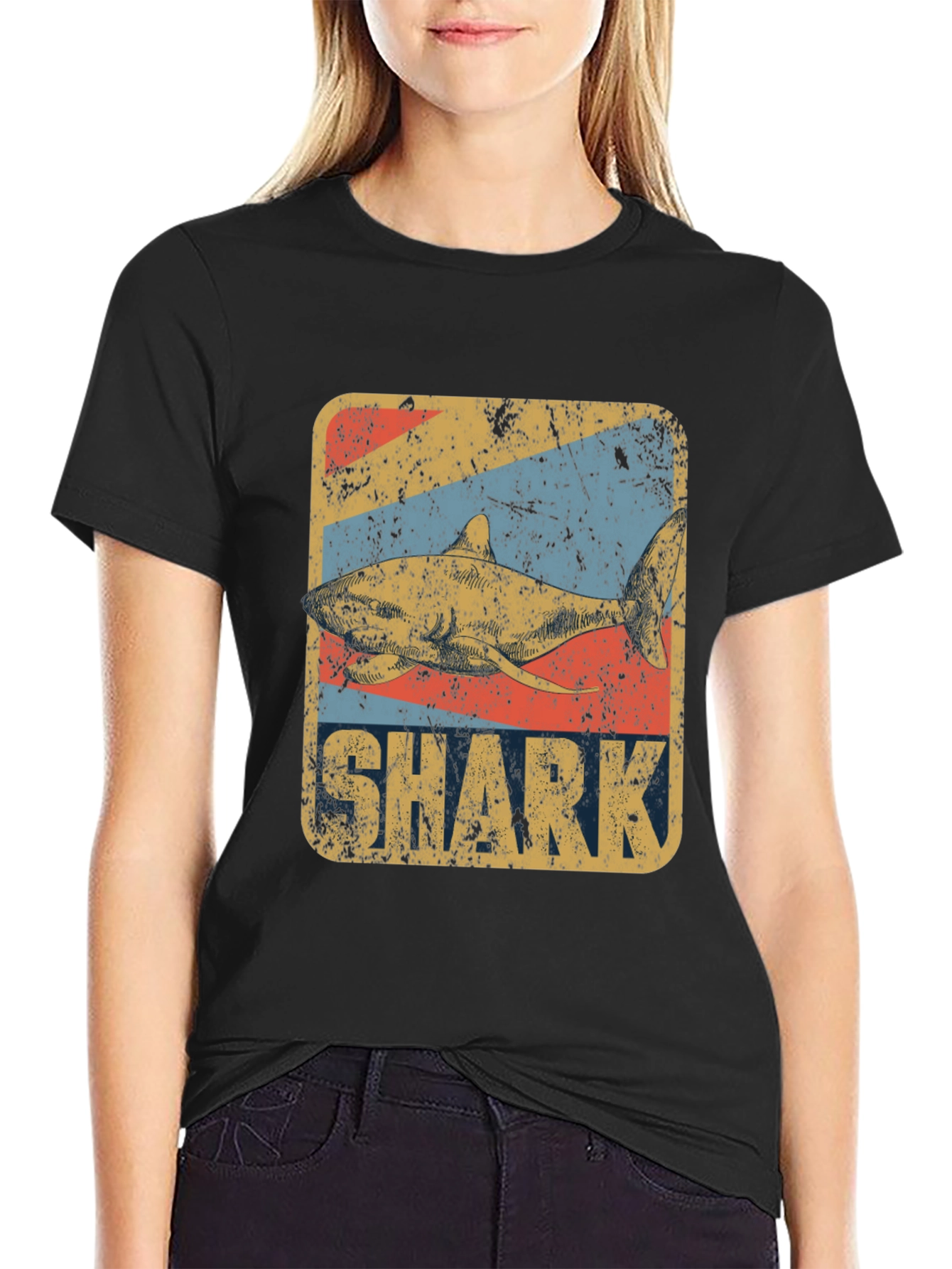 Retro Shark Graphic Tee - Vintage Style T-Shirt