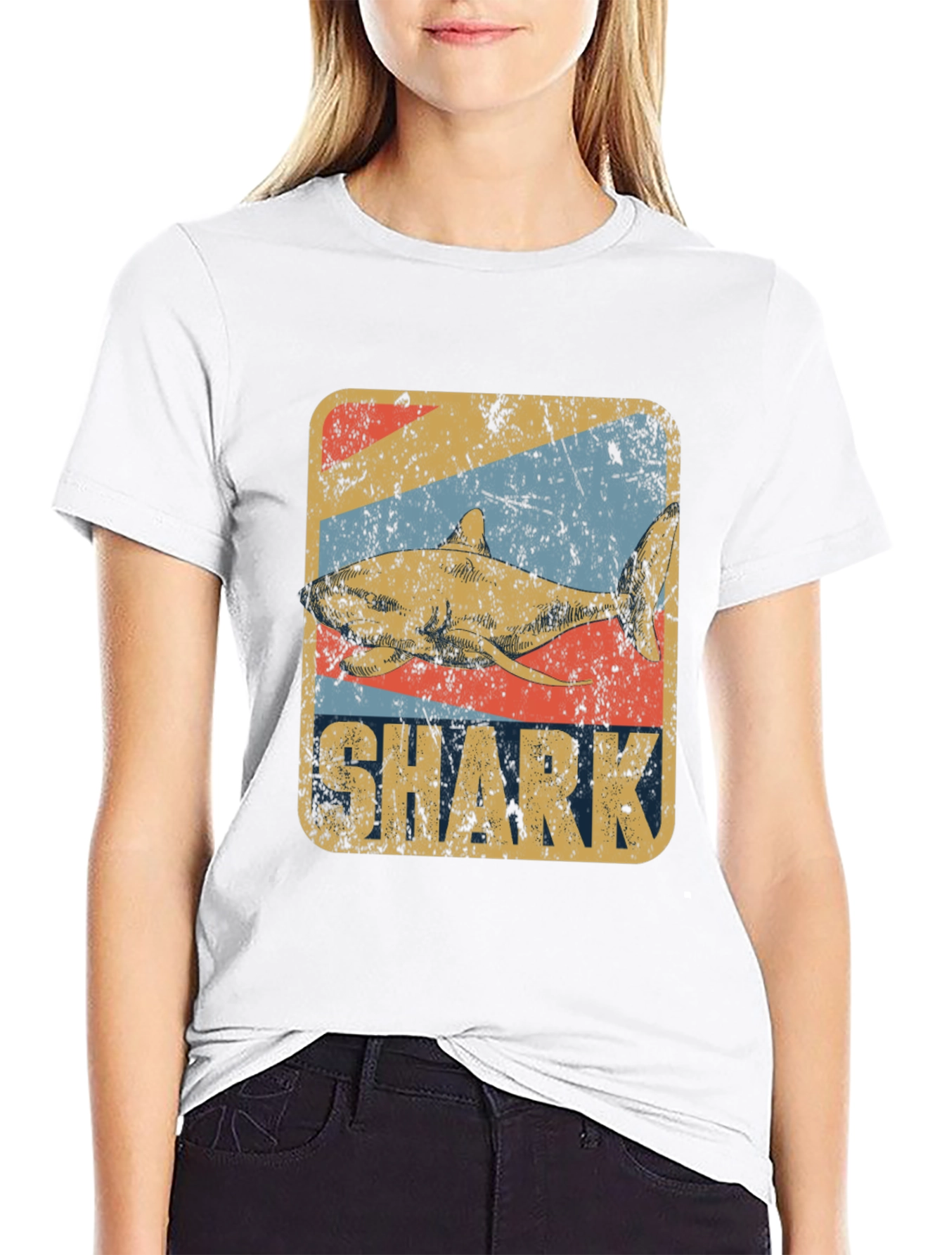 Retro Shark Graphic Tee - Vintage Style T-Shirt