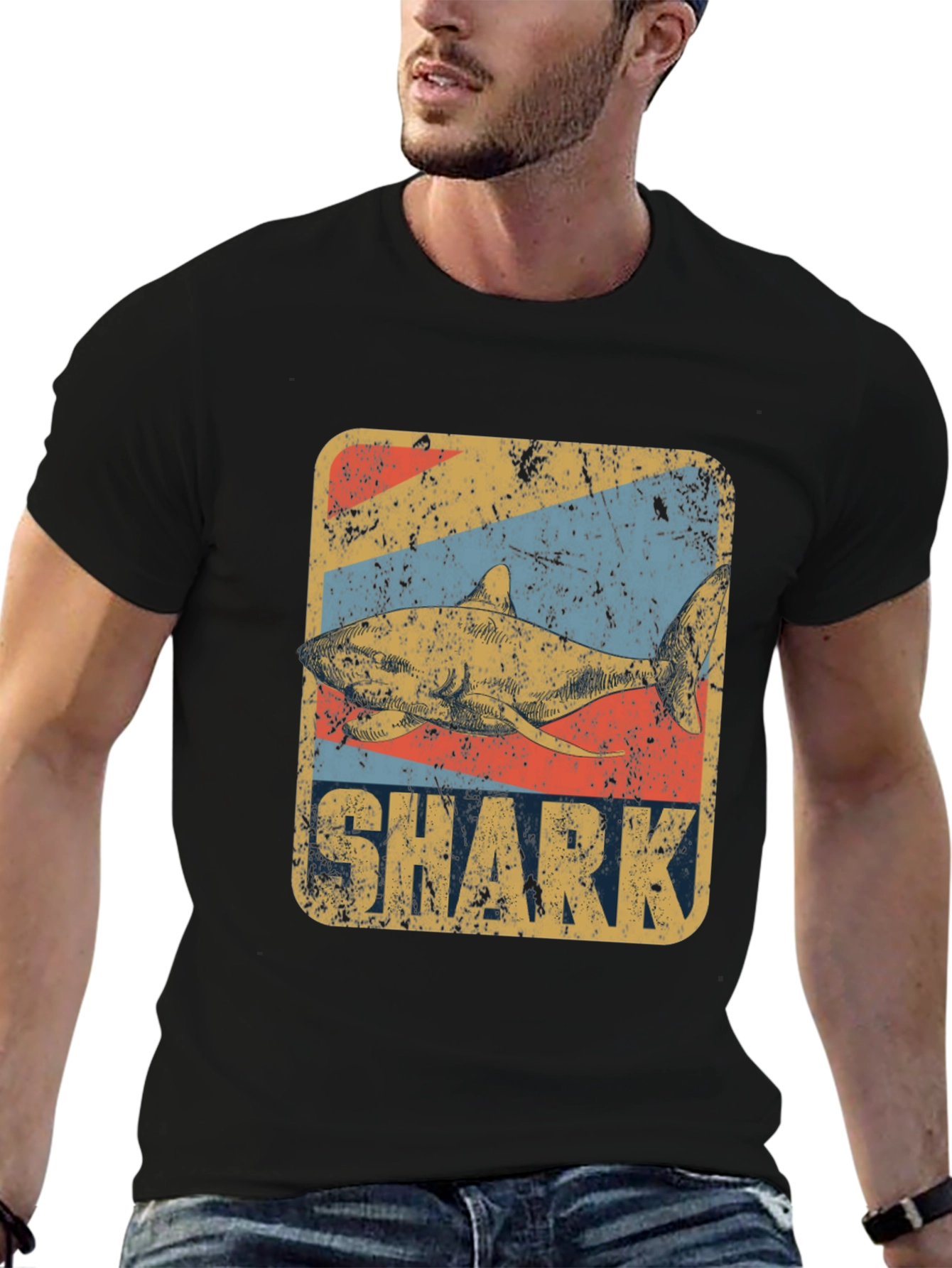 Retro Shark Graphic Tee - Vintage Style T-Shirt