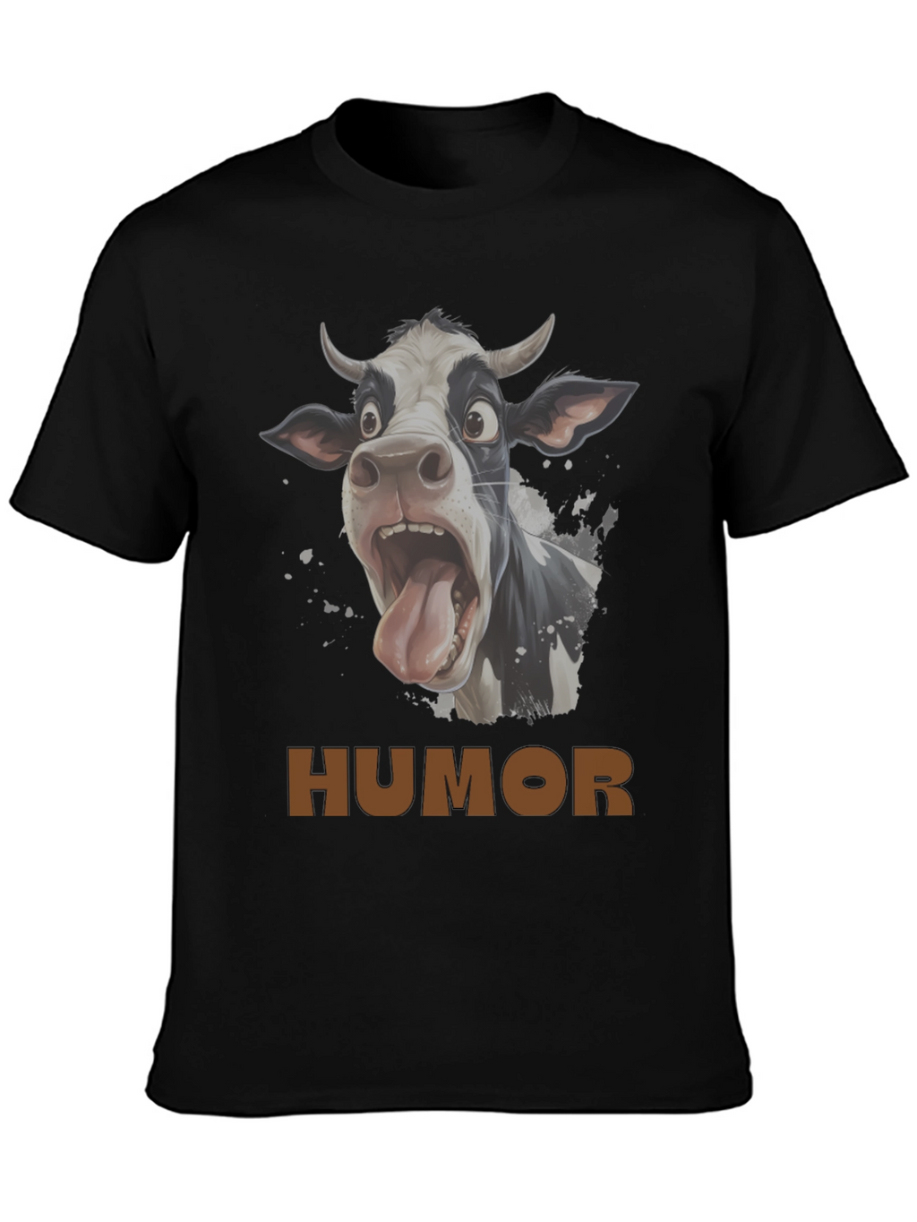 Humorous Cow Graphic T-Shirt - Black