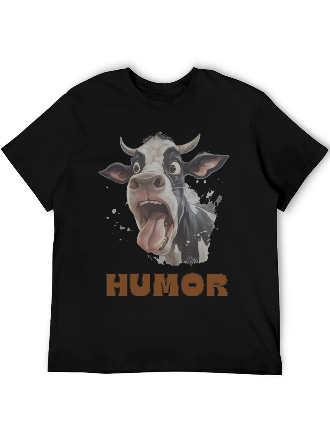 Humorous Cow Graphic T-Shirt - Black