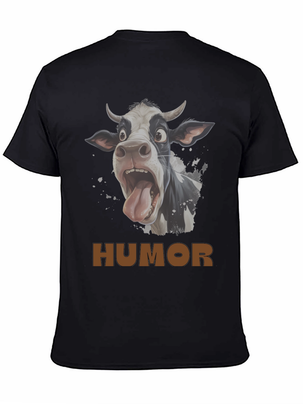 Humorous Cow Graphic T-Shirt - Black