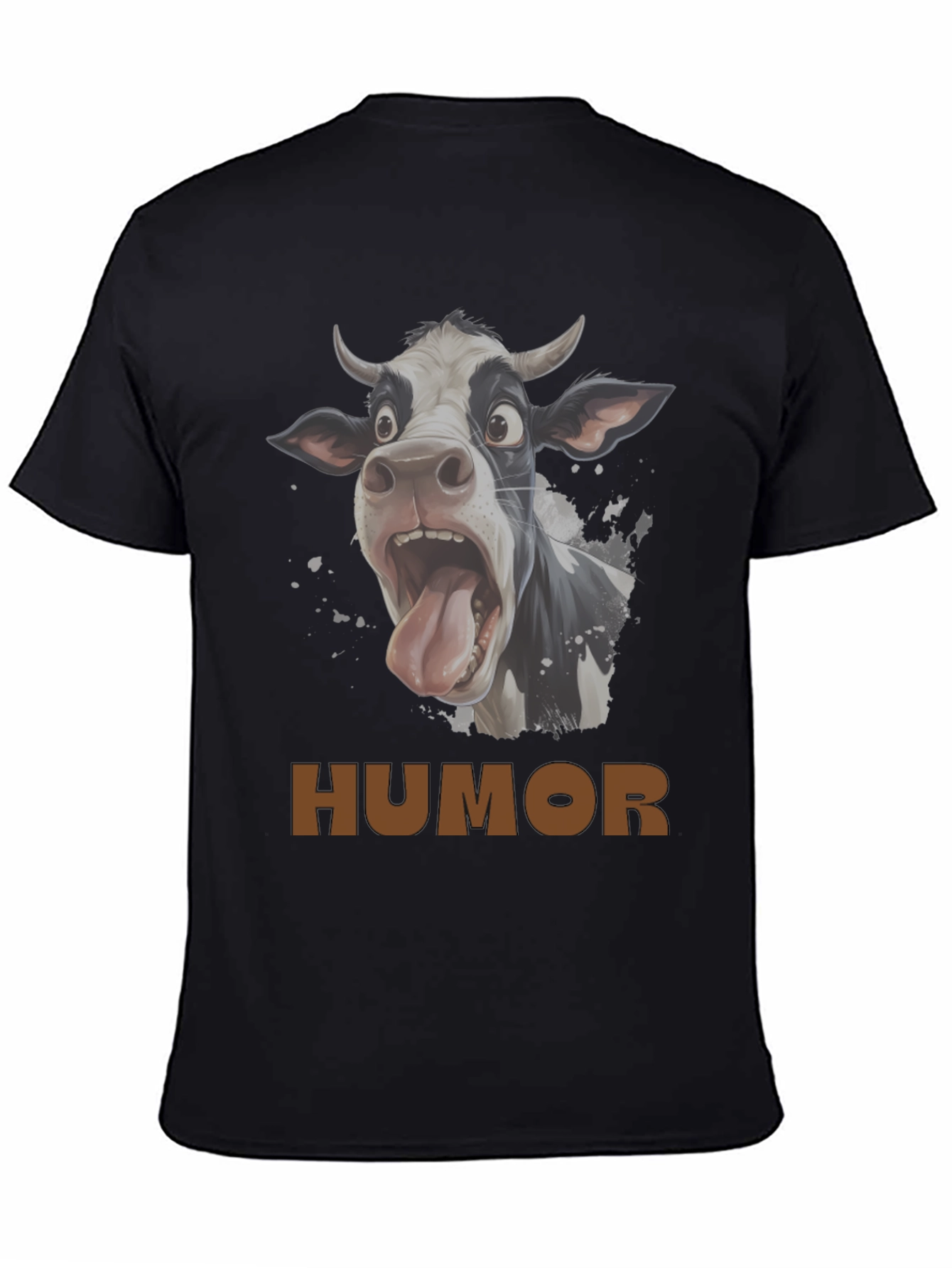 Humorous Cow Graphic T-Shirt - Black