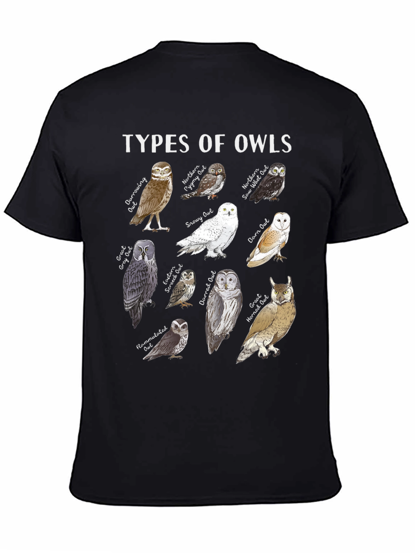 Types of Owls Graphic T-Shirt - Bird Lover Tee