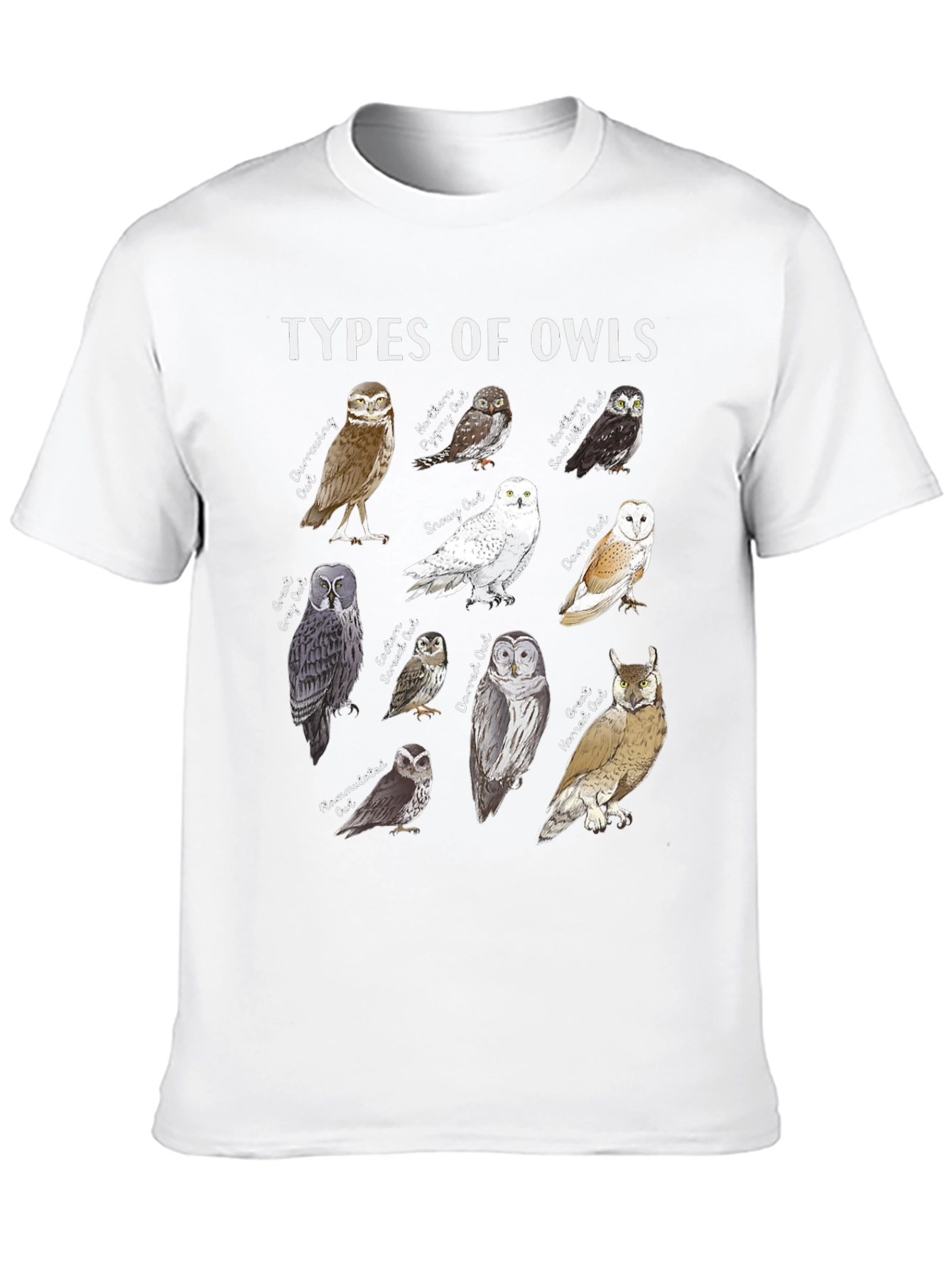 Types of Owls Graphic T-Shirt - Bird Lover Tee