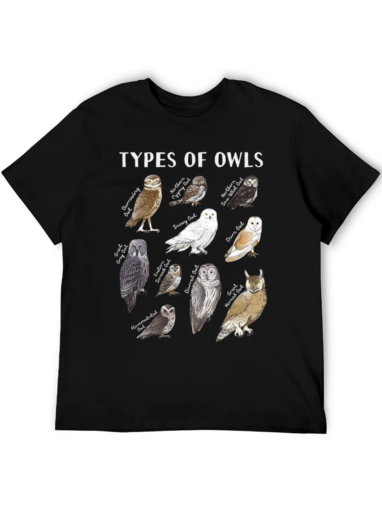 Types of Owls Graphic T-Shirt - Bird Lover Tee