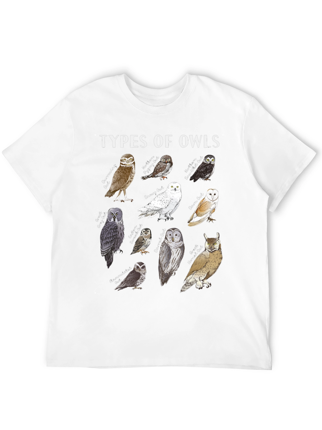 Types of Owls Graphic T-Shirt - Bird Lover Tee