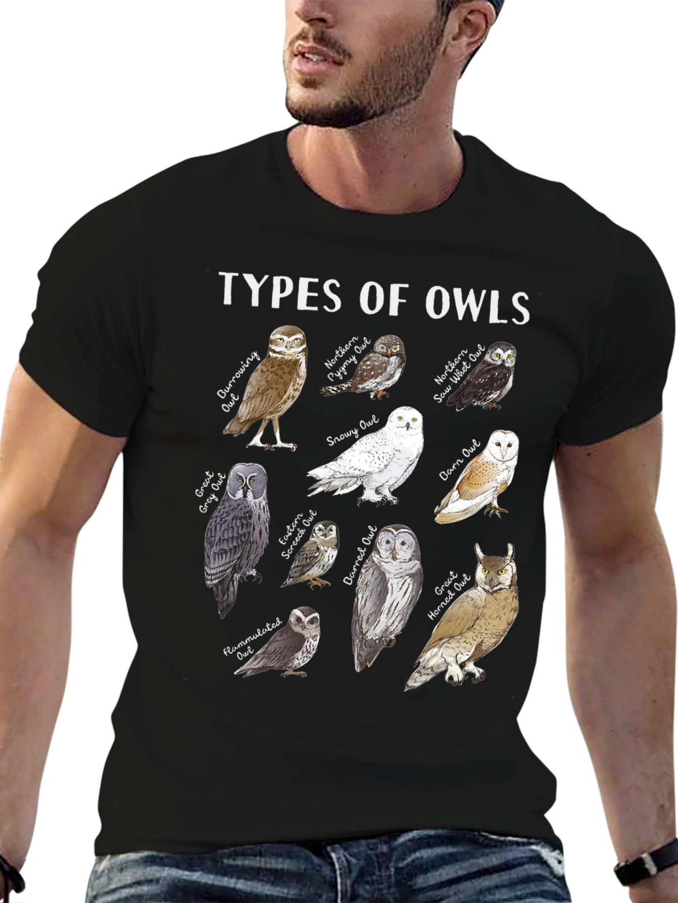Types of Owls Graphic T-Shirt - Bird Lover Tee