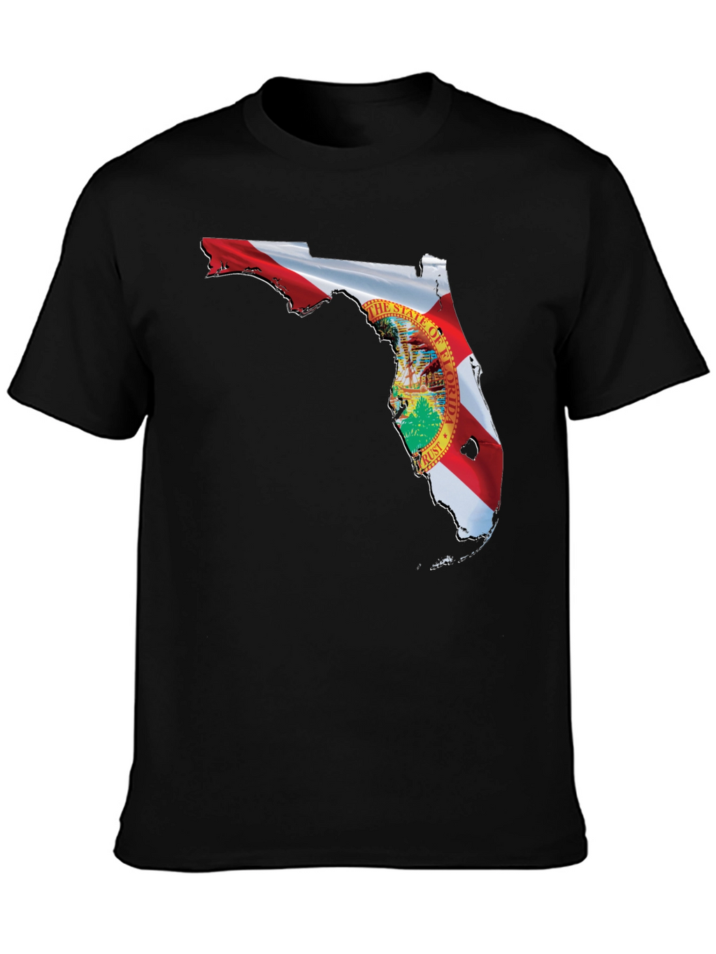 Florida Flag Map Black T-Shirt