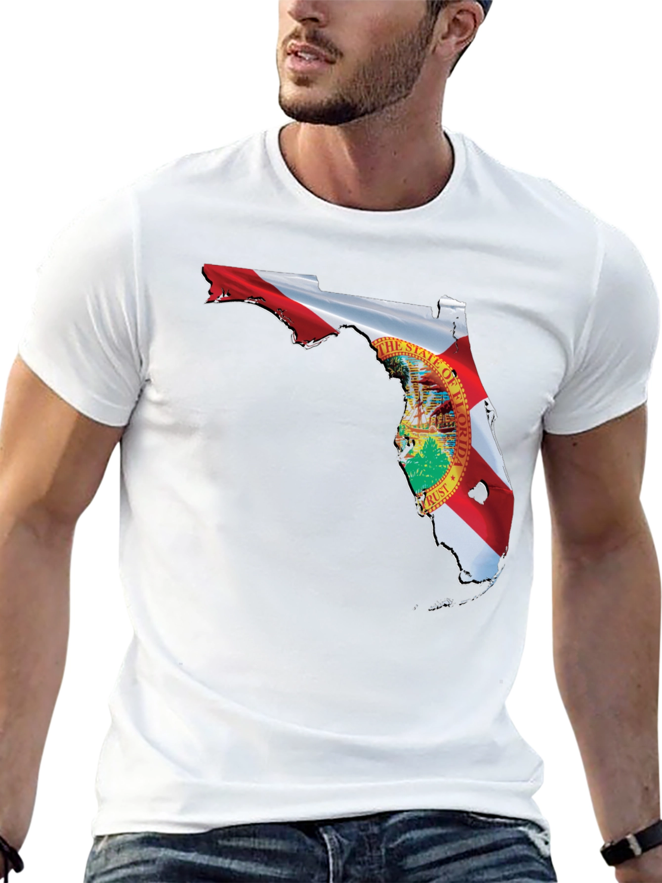 Florida Flag Map Black T-Shirt