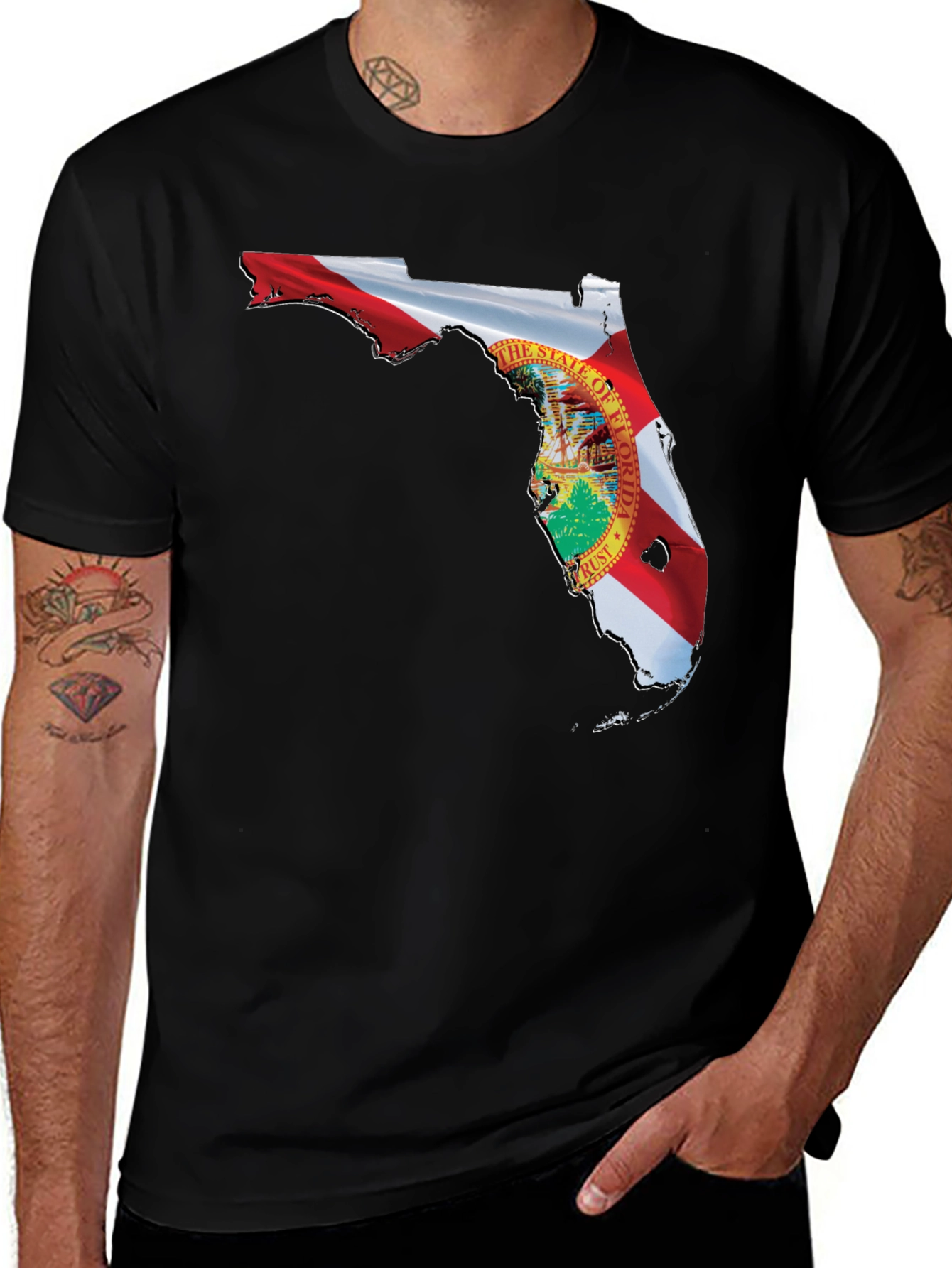 Florida Flag Map Black T-Shirt