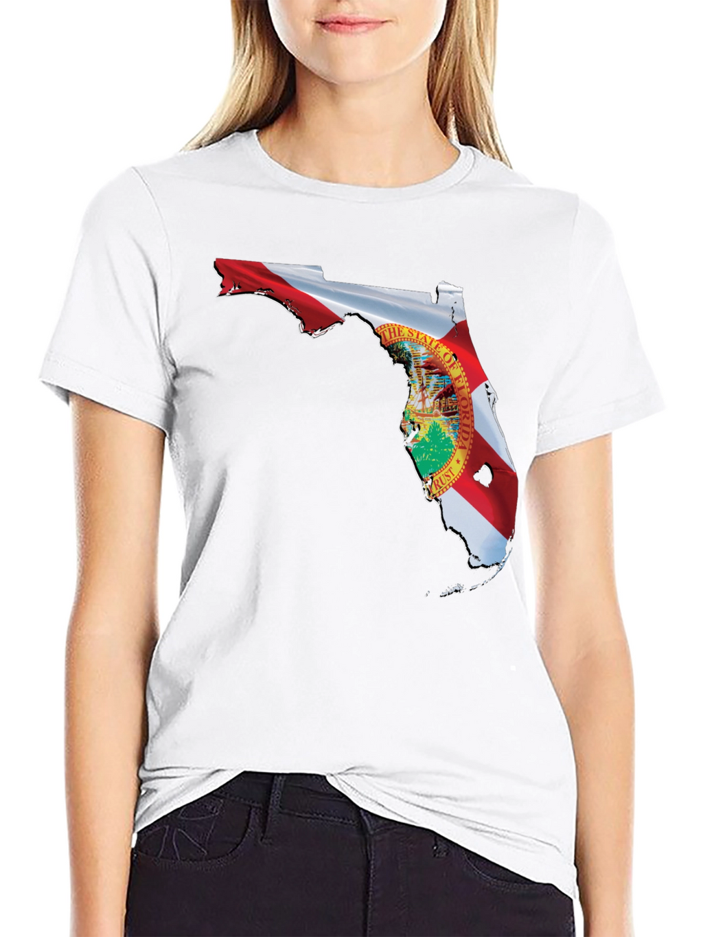 Florida Flag Map Black T-Shirt