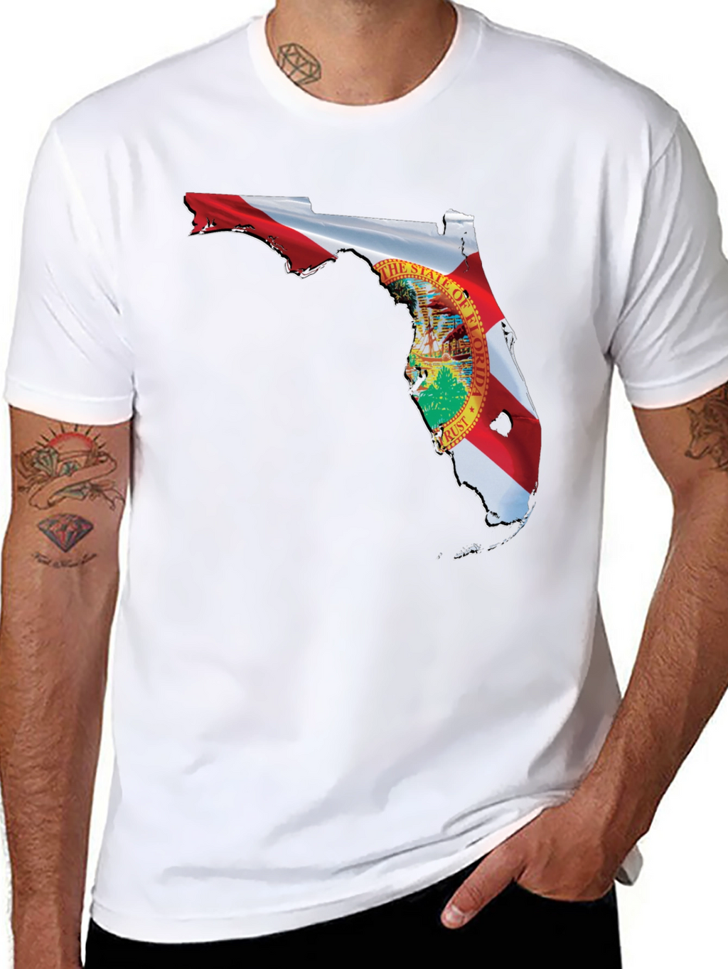 Florida Flag Map Black T-Shirt