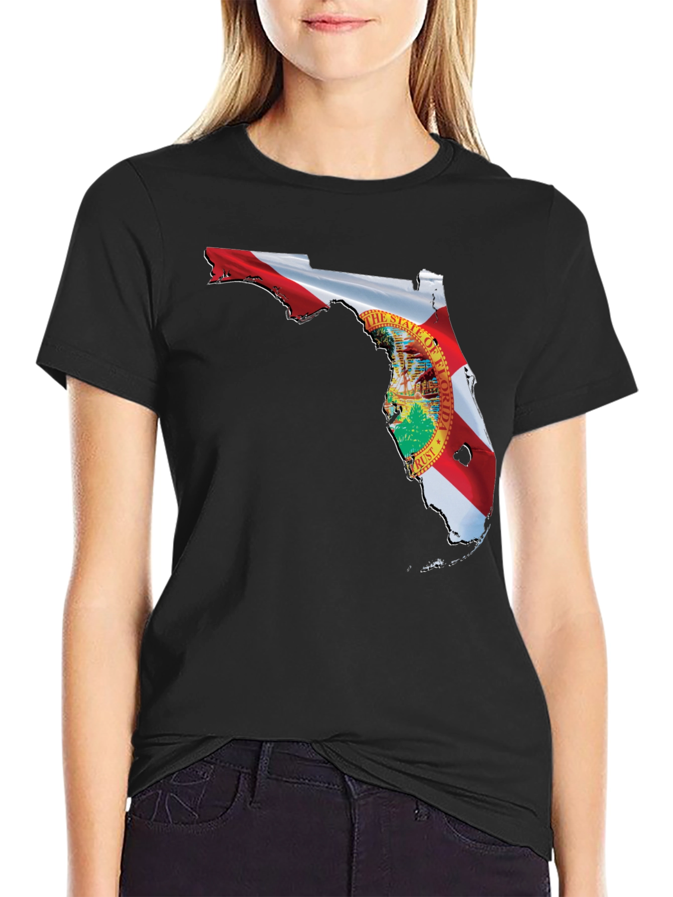 Florida Flag Map Black T-Shirt