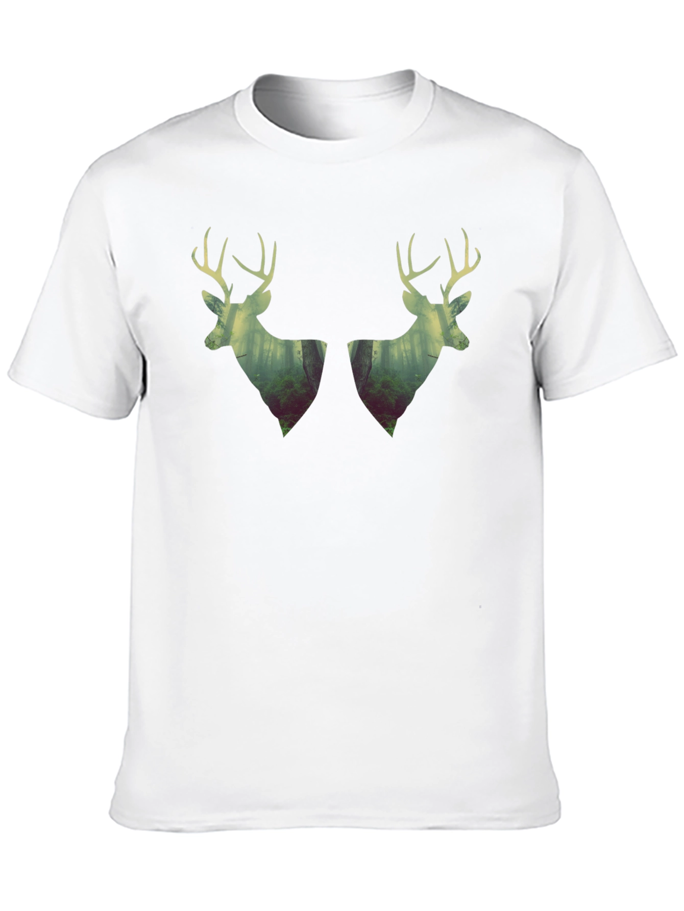 Deer Silhouette Forest Graphic Tee - Black