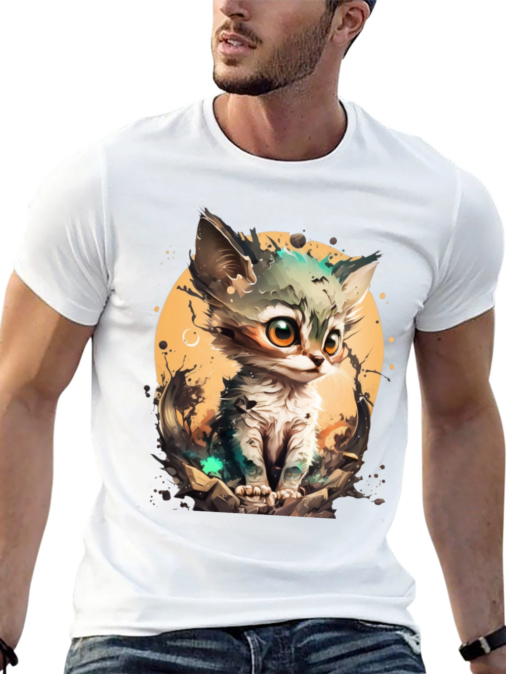 Cartoon Cat Graphic Tee - Cute & Stylish