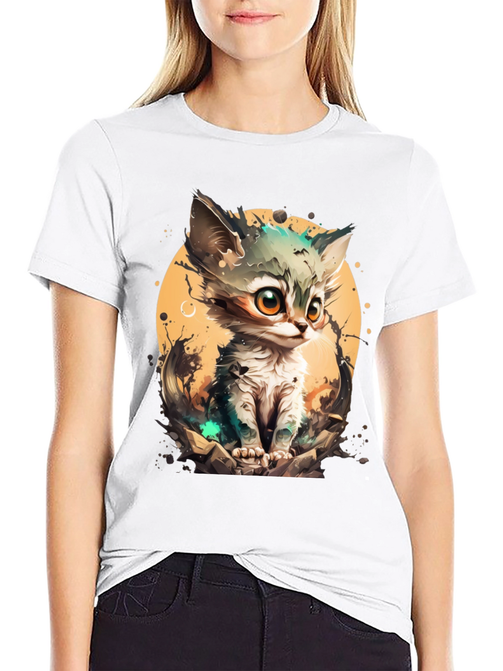 Cartoon Cat Graphic Tee - Cute & Stylish