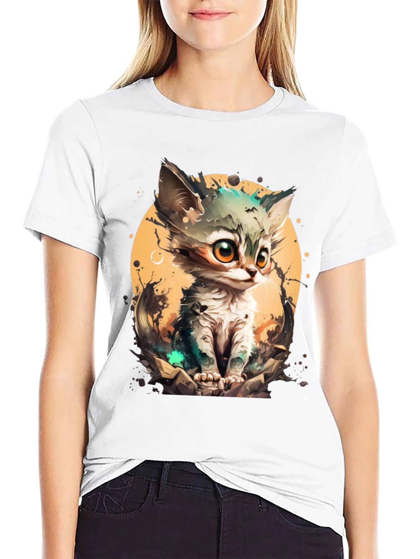 Cartoon Cat Graphic Tee - Cute & Stylish