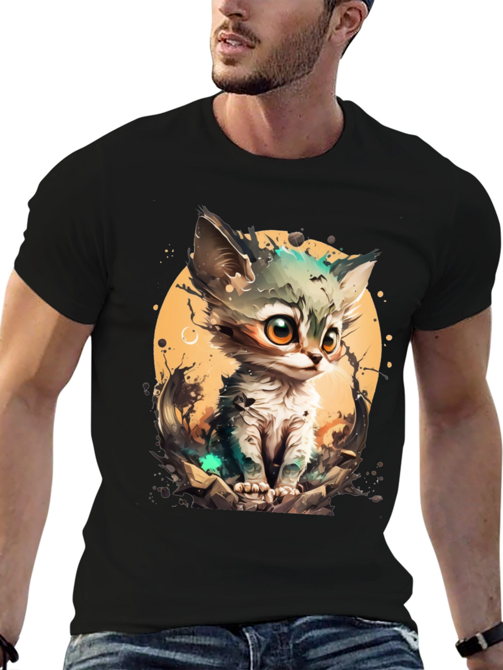 Cartoon Cat Graphic Tee - Cute & Stylish