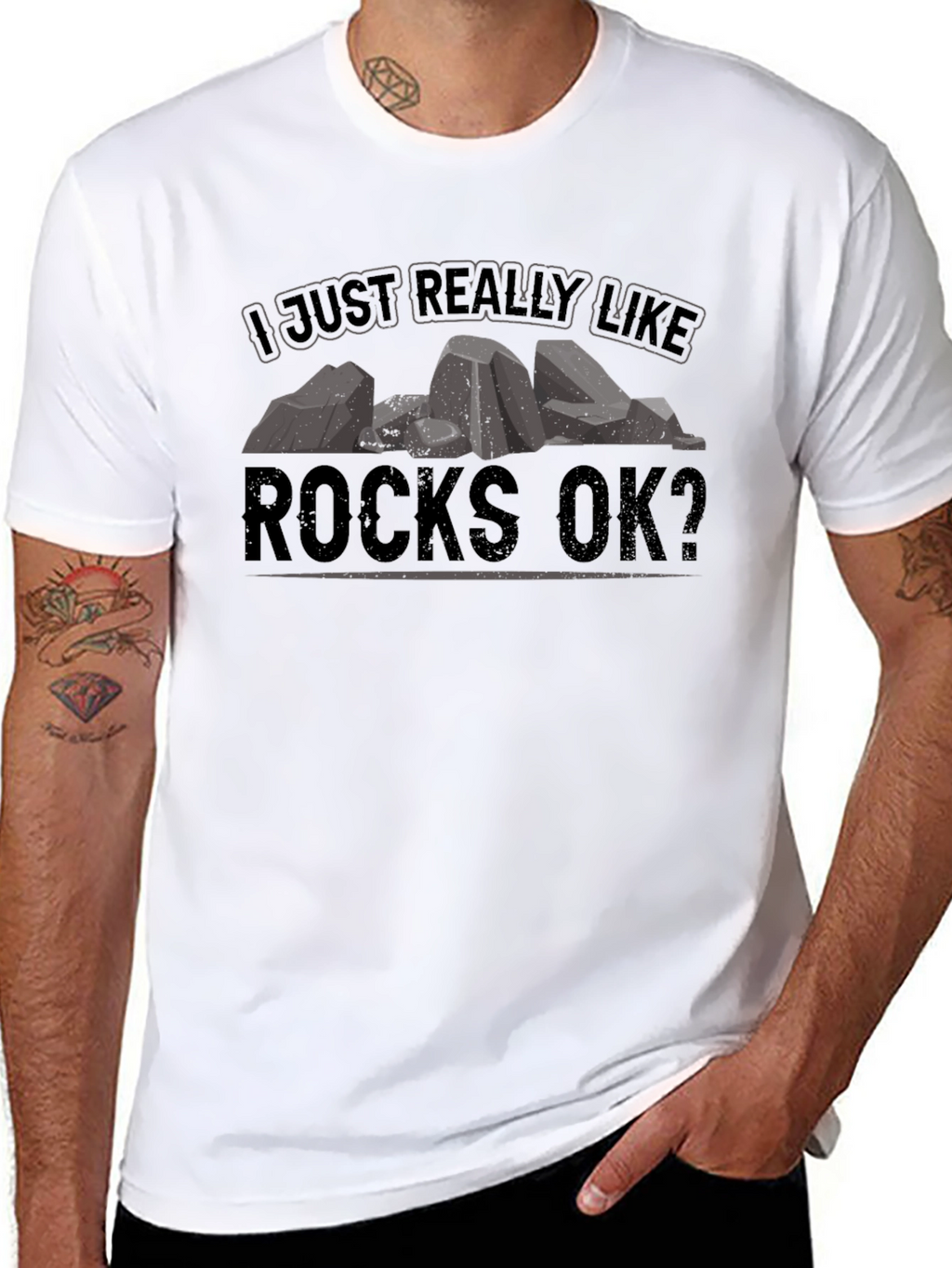 I Just Really Like Rocks OK? Black T-Shirt