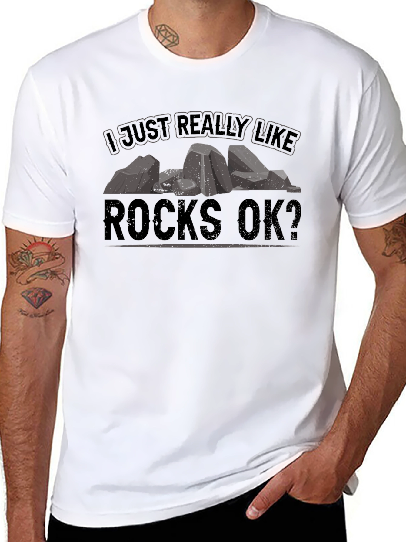 I Just Really Like Rocks OK? Black T-Shirt