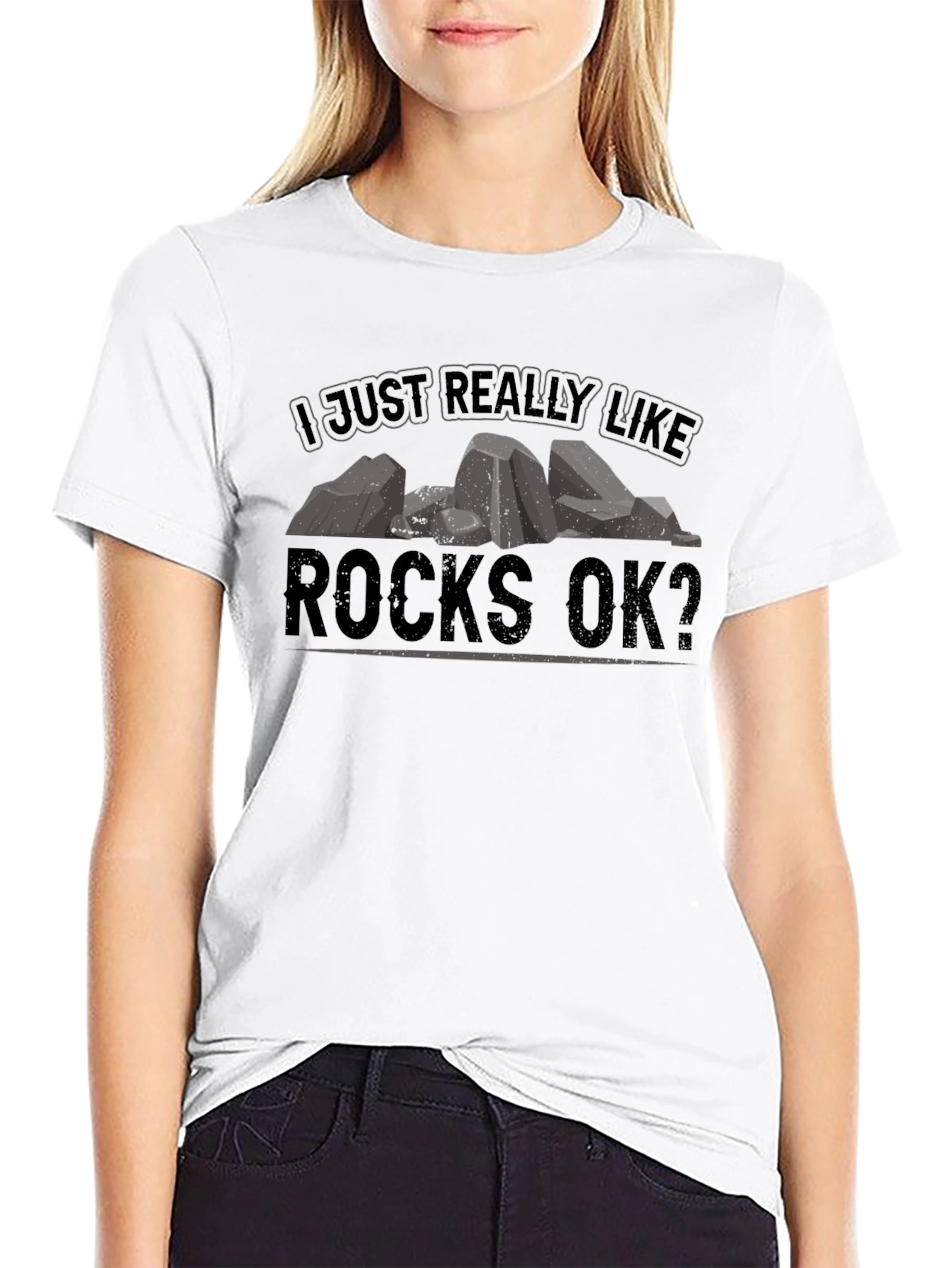 I Just Really Like Rocks OK? Black T-Shirt