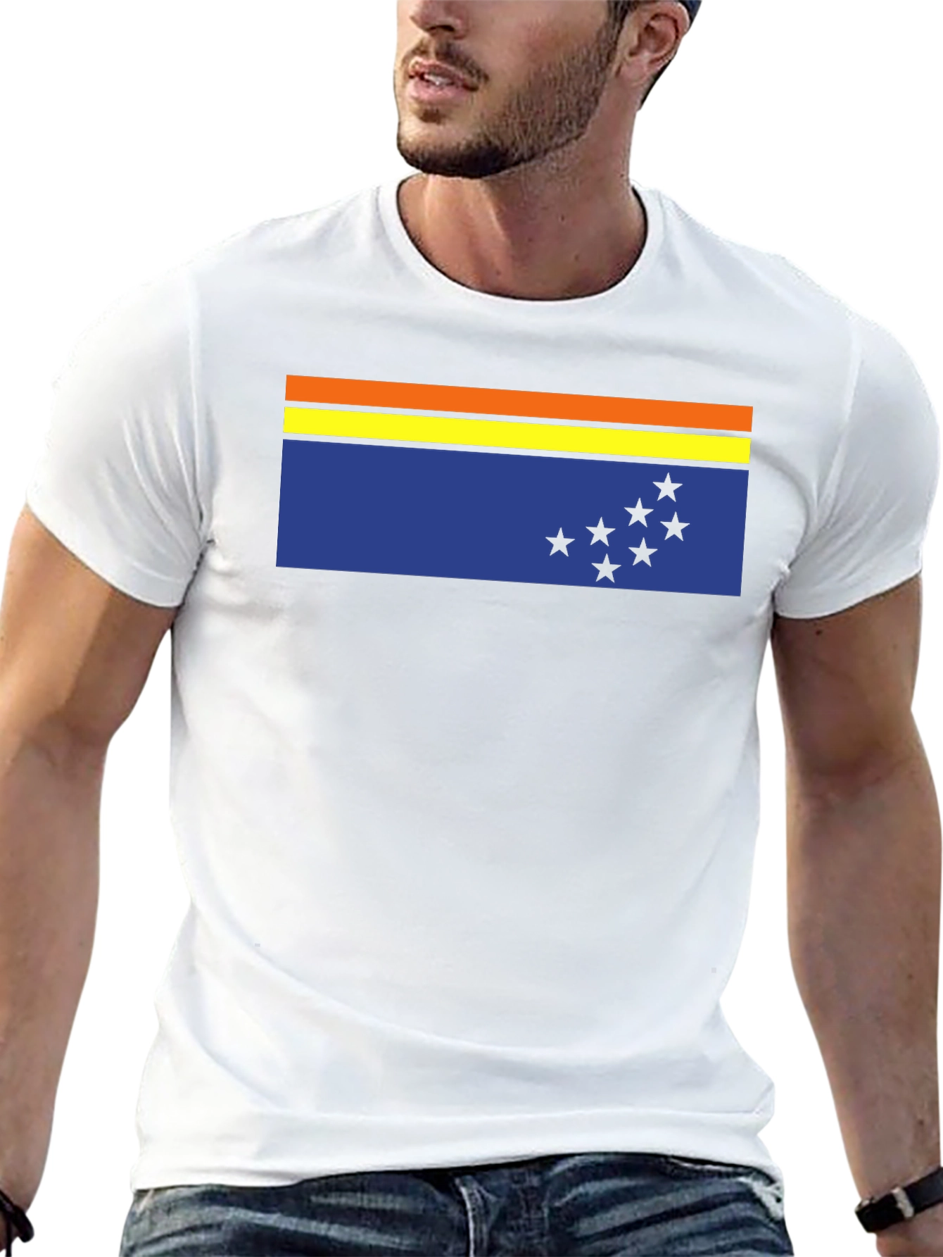 Flag Graphic Tee - Casual Black T-Shirt